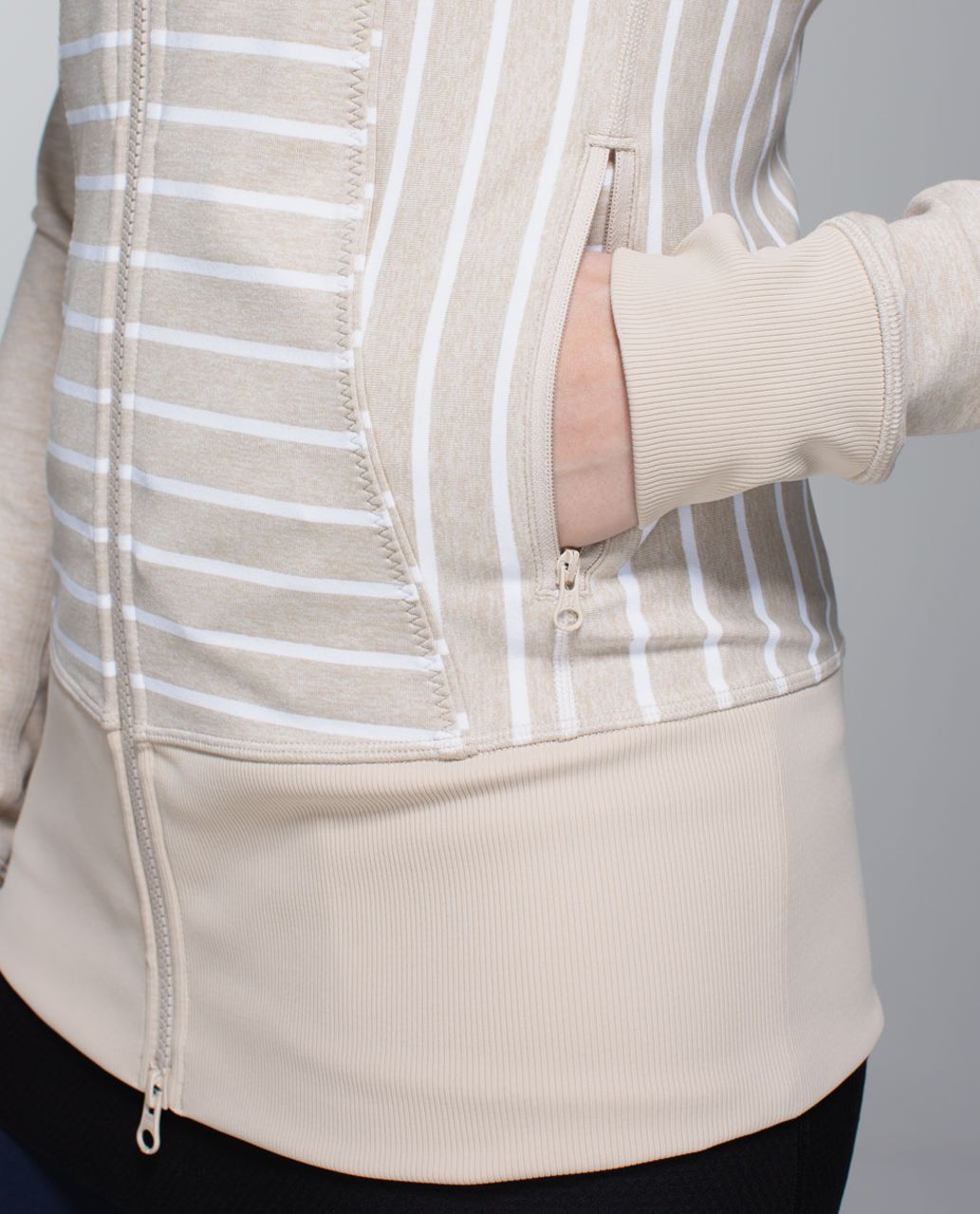 Lululemon Nice Asana Jacket - Deauville Stripe Heathered Cashew White / Heathered Cashew