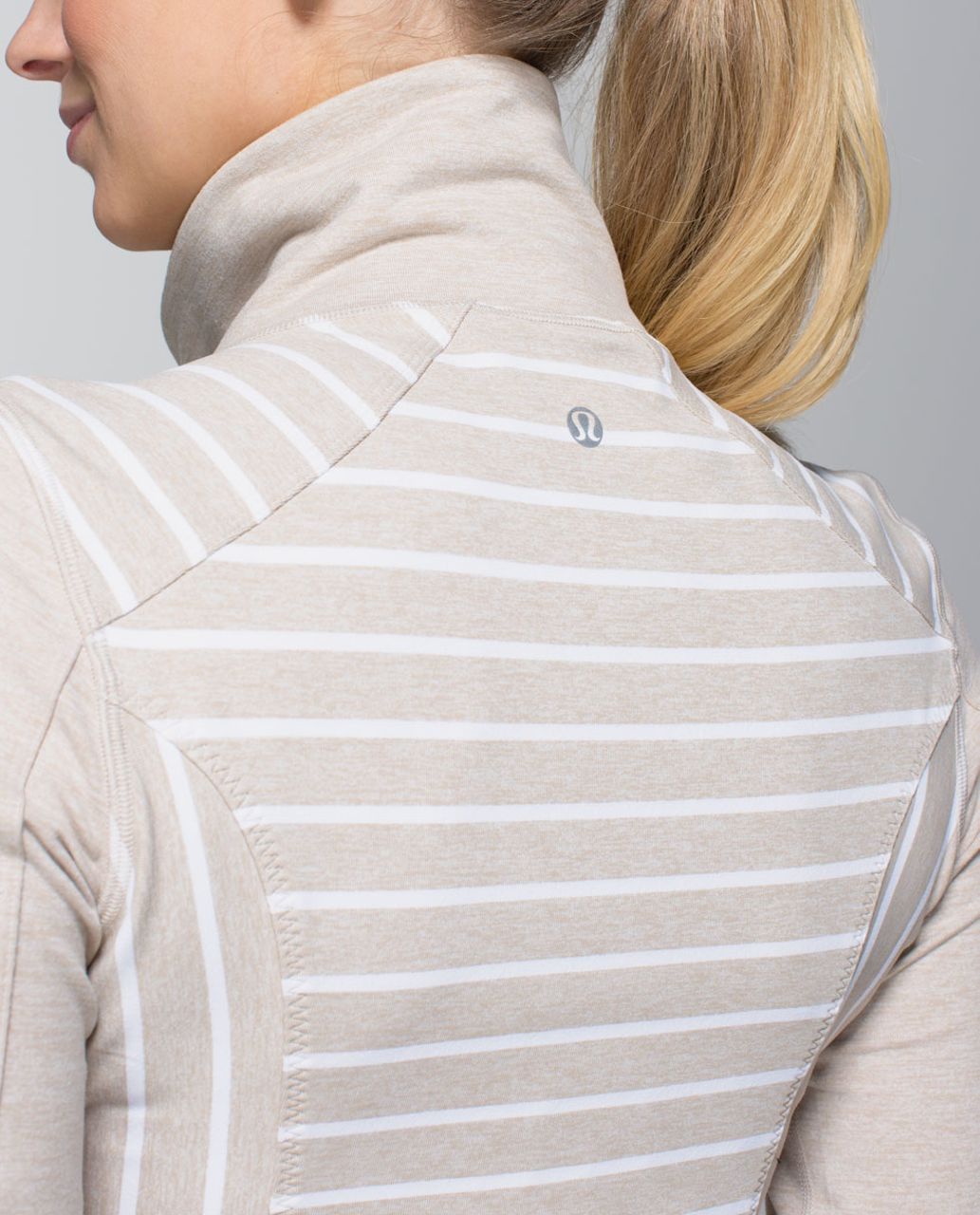 Lululemon Nice Asana Jacket - Deauville Stripe Heathered Cashew White / Heathered Cashew