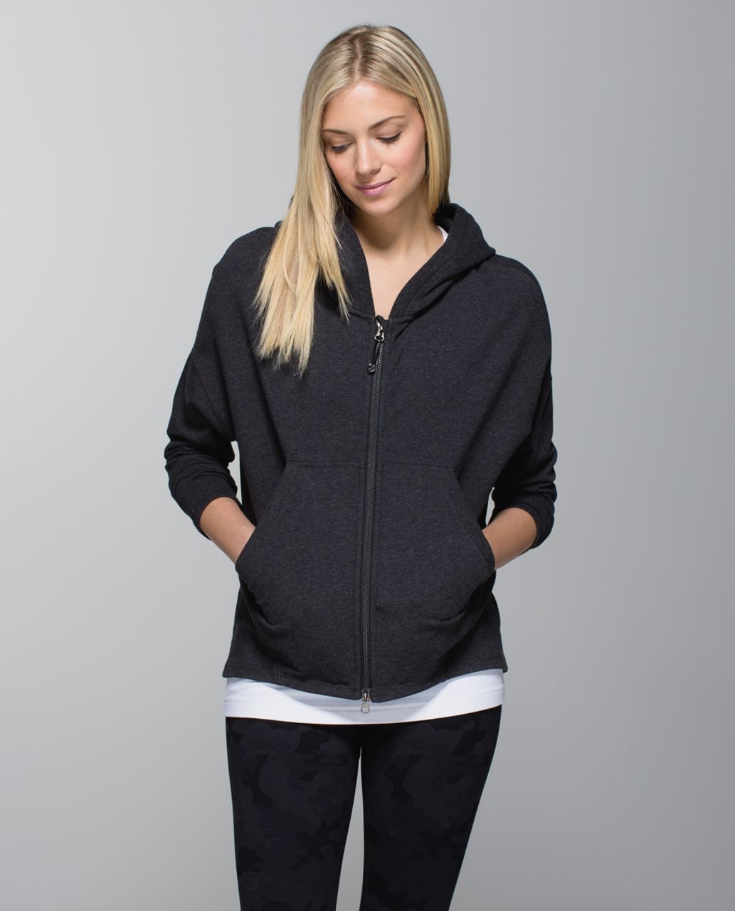 Lululemon Dark Gray Cinch Waist Zip Up Hooded Sweatshirt Women’s Size 4 