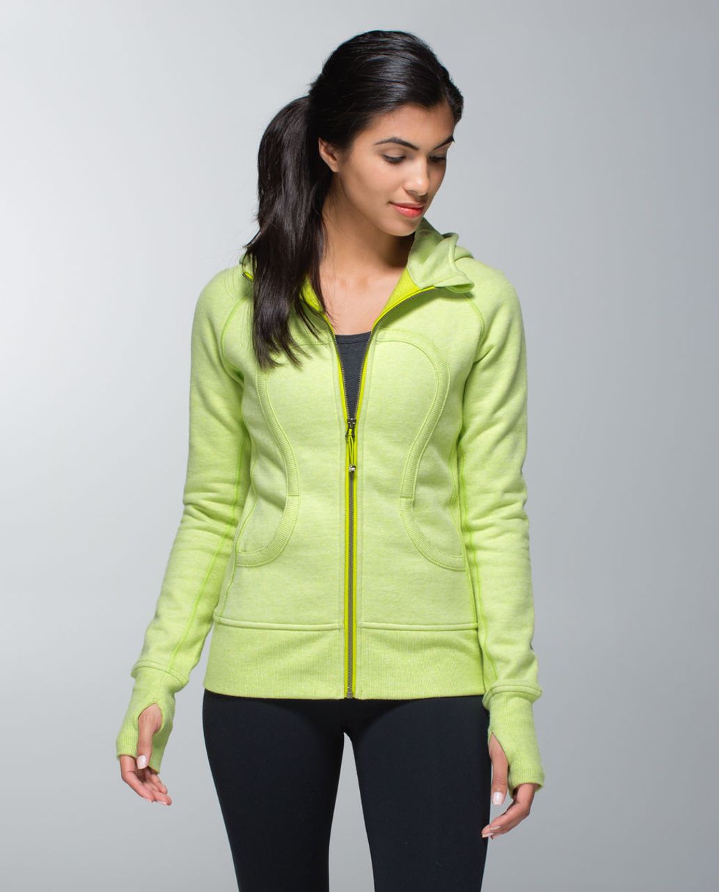 Lululemon Scuba Full-Zip Cropped Hoodie, Neon