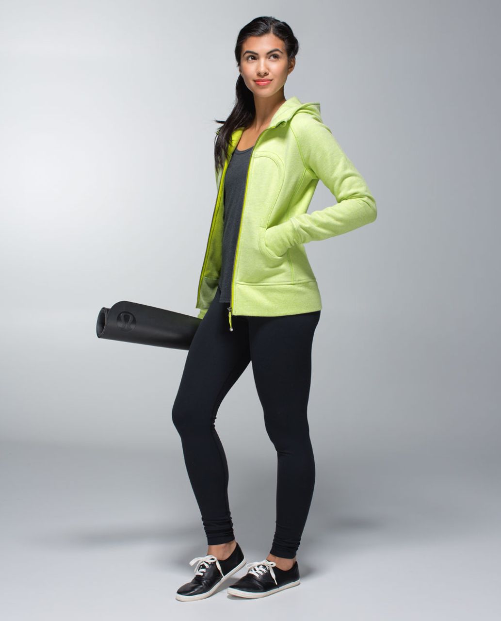 Women's LULULEMON Lime Green Scuba Hooded Full Zip Athletic Jacket Size 4