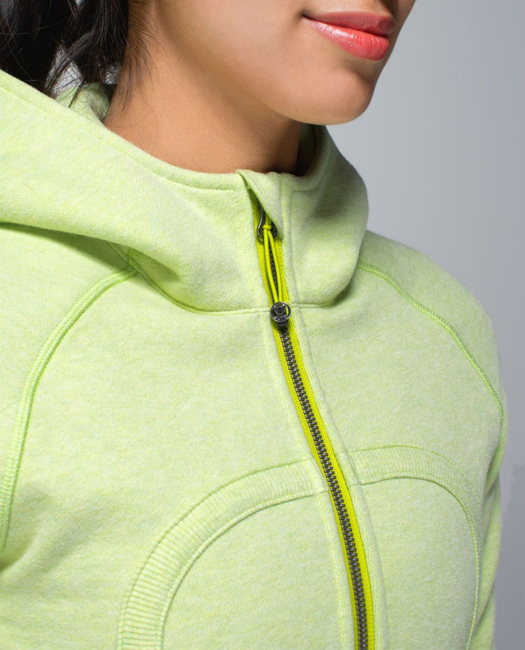 Women's LULULEMON Lime Green Scuba Hooded Full Zip Athletic Jacket Size 4