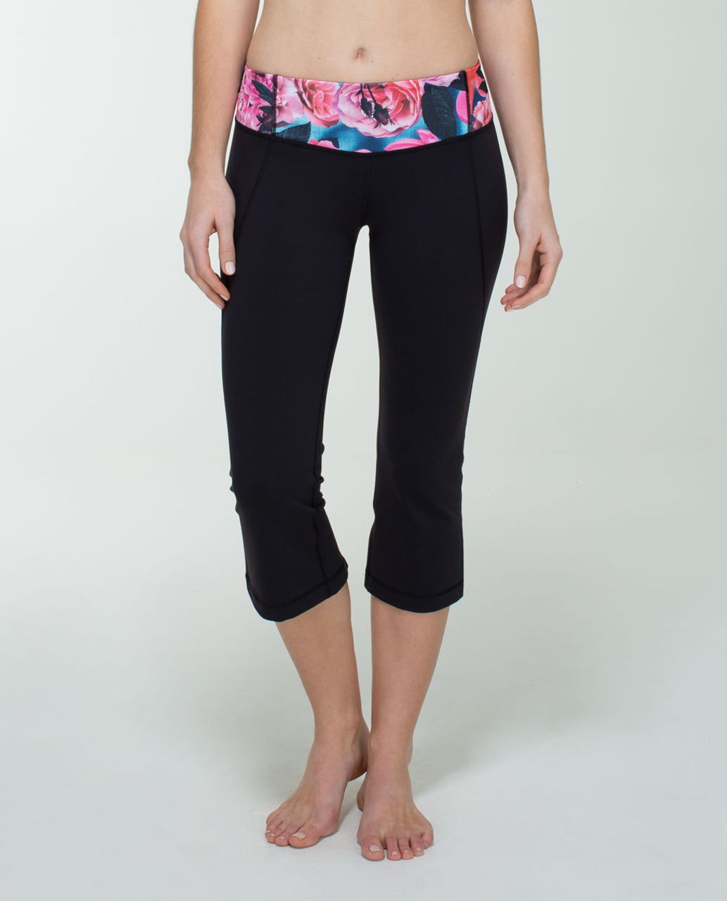 Lululemon Gather & Crow Crop *Full-On Luon - Black / Secret Garden - lulu  fanatics