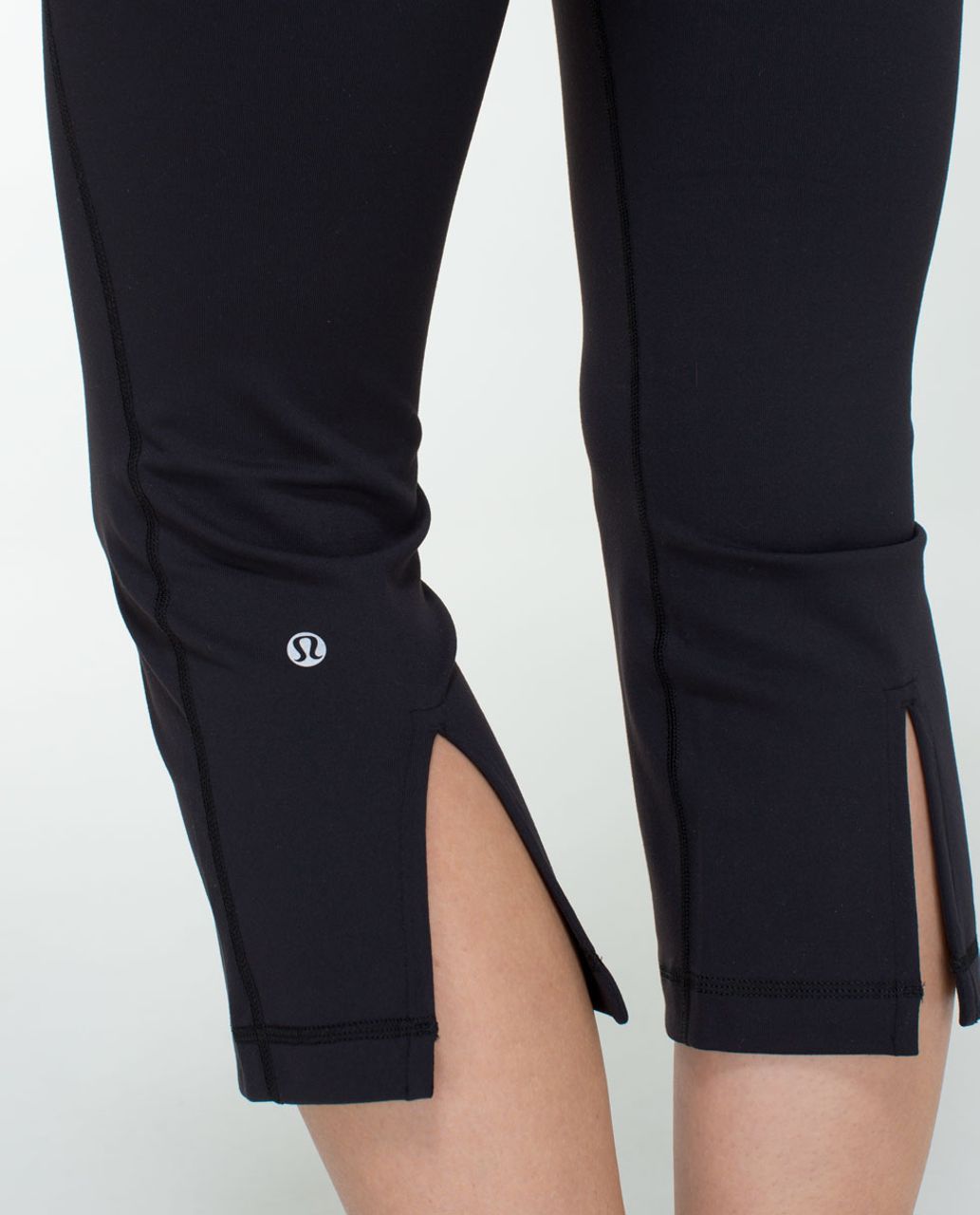 Lululemon Black Gather and Crow Crop Leggings Split Hem Workout Women's  Size 8 - $25 - From Blessedwifey