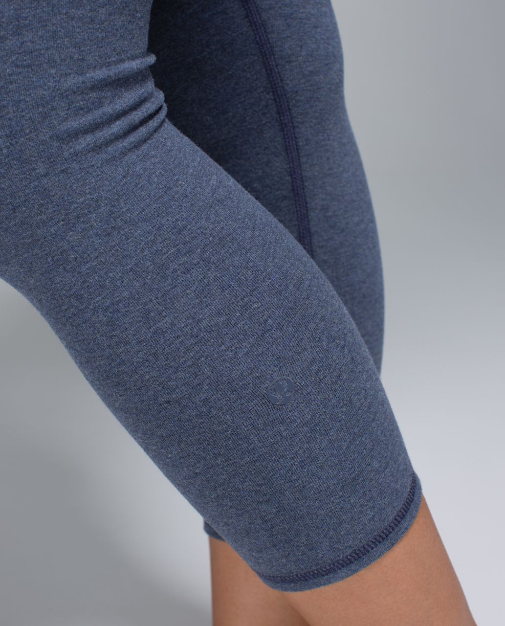 Lululemon Wunder Under Crop (Roll Down) *Cotton - Heathered Cadet Blue