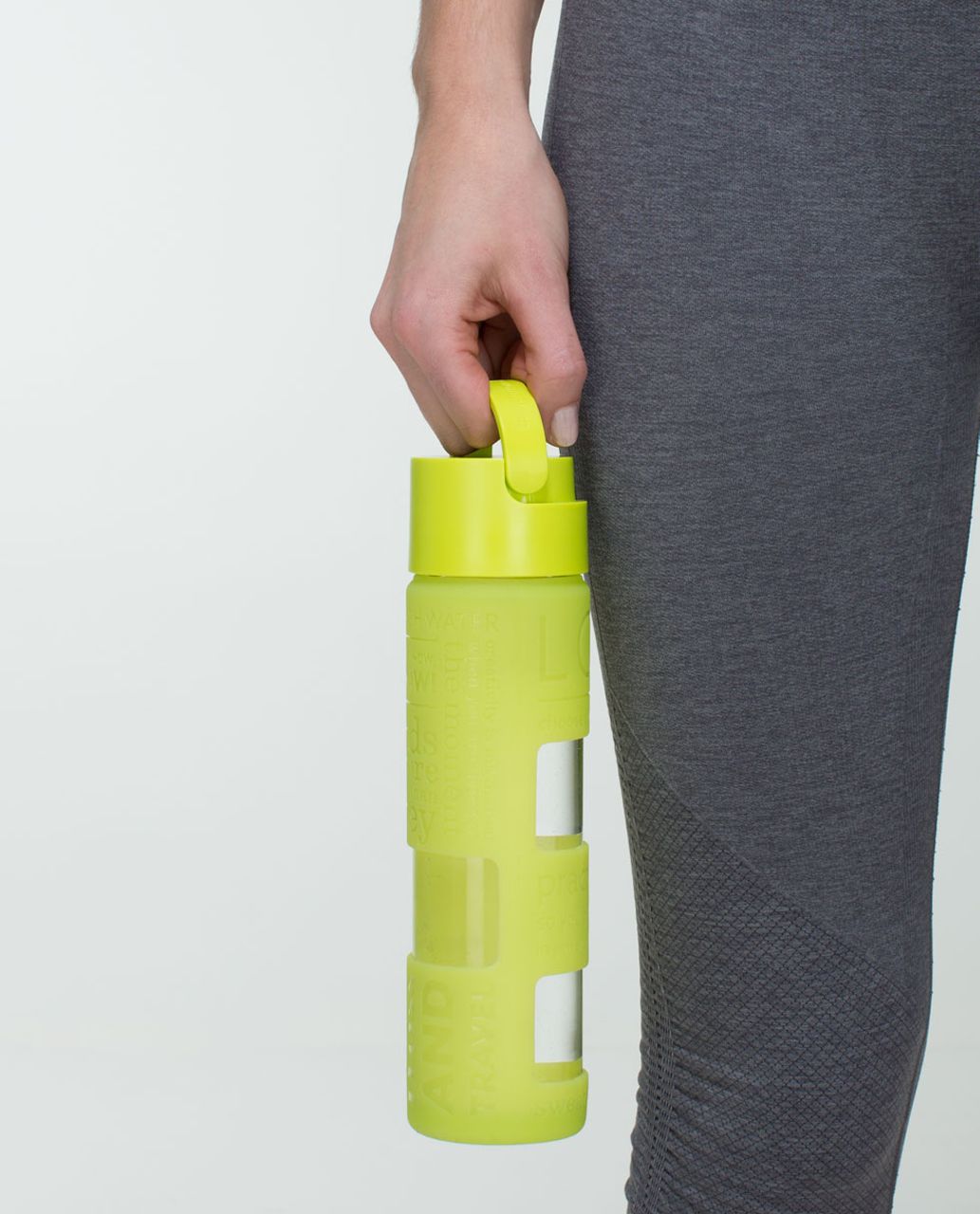 Lululemon Water Bottle Glass Lime Green Silicone Sleeve