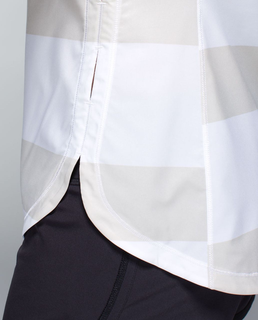 Lululemon Lightened Up Short Sleeve - Stroll Stripe Printed Cashew White / White