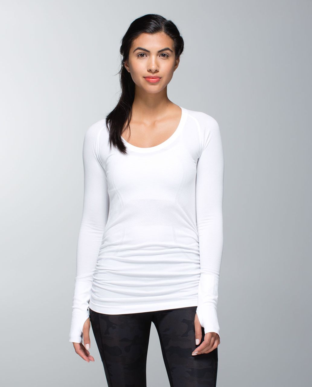 Lululemon Base Runner Long Sleeve - Heathered White / White - lulu fanatics