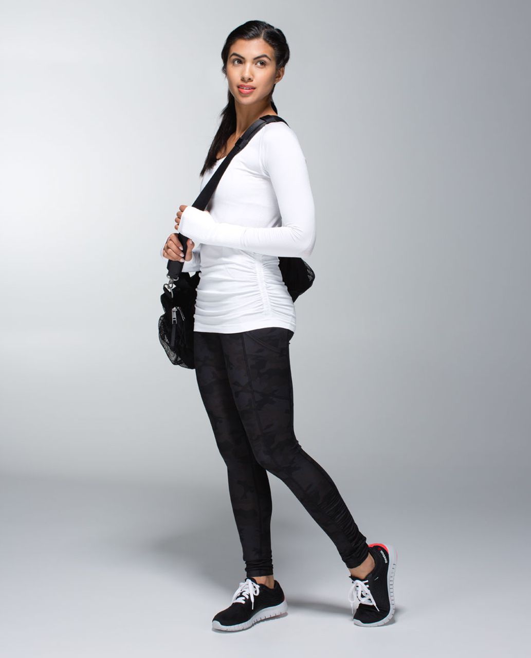 Lululemon Run:  Swiftly Tech Long Sleeve Scoop *Ruched - Heathered White