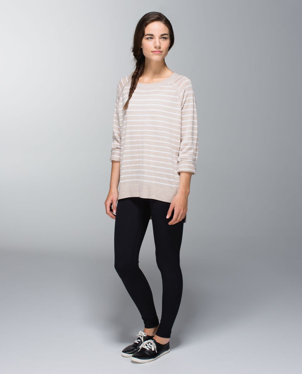 Lululemon Post Savasana Pullover - Heathered Cashew / White