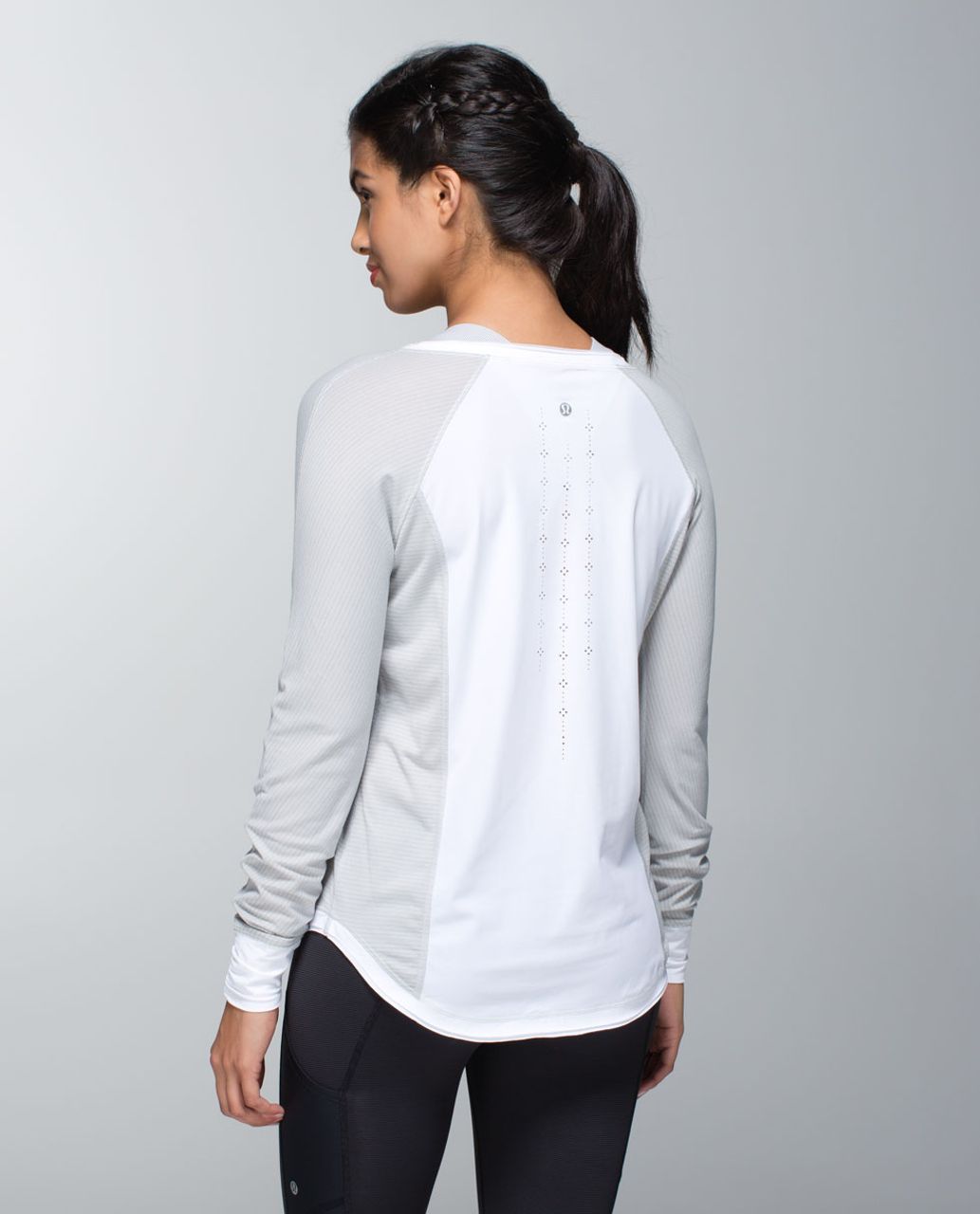 Lululemon Lightened Up Long Sleeve - Heathered Light Grey / White