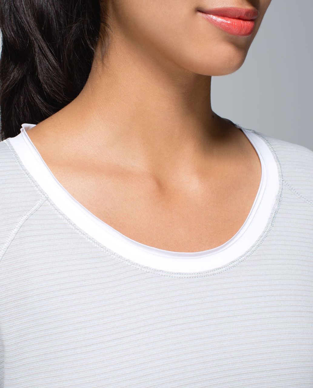 Lululemon Lightened Up Long Sleeve - Heathered Light Grey / White