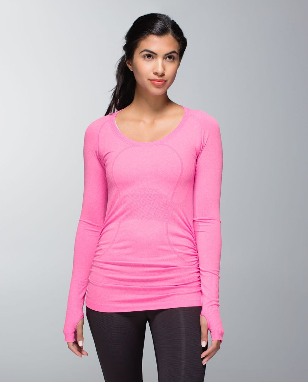 Lululemon Run:  Swiftly Tech Long Sleeve Scoop *Ruched - Heathered Pow Pink Light