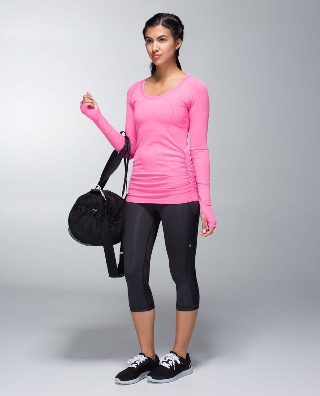 Lululemon Swiftly Tech Long Sleeve Crew - Heathered Neon Pink