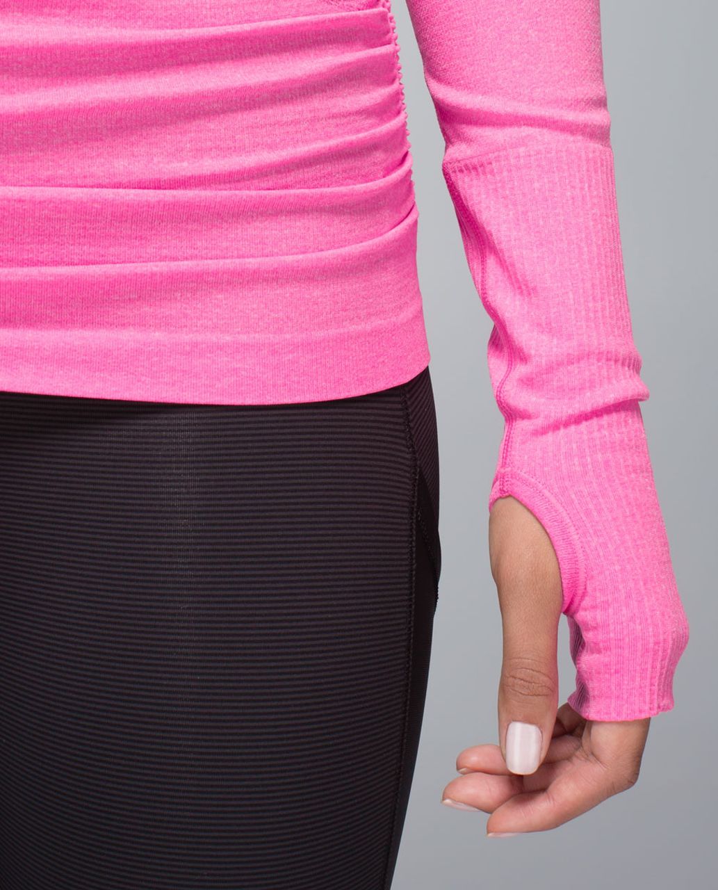 Lululemon Run:  Swiftly Tech Long Sleeve Scoop *Ruched - Heathered Pow Pink Light