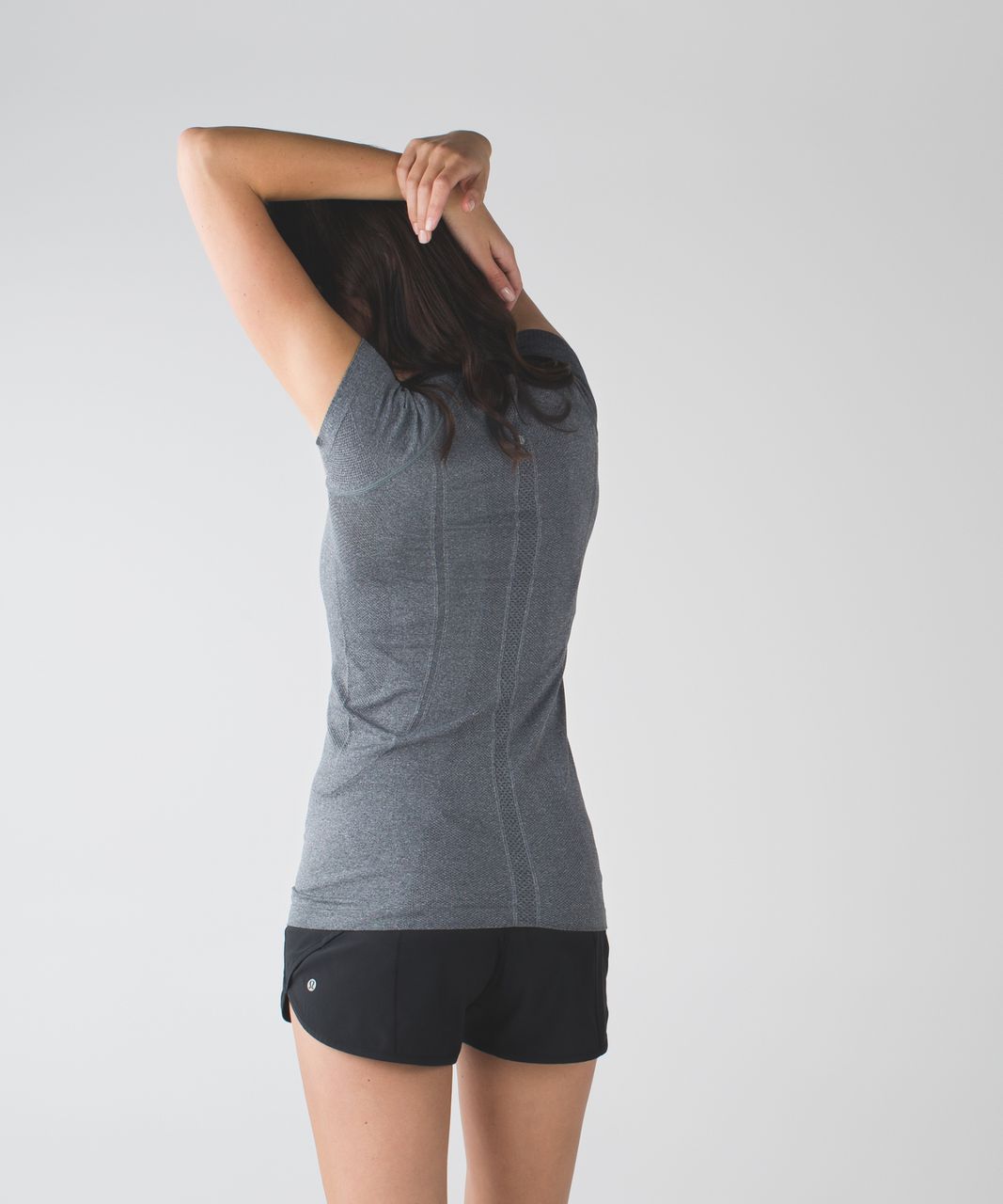 Lululemon Run:  Swiftly Tech Short Sleeve Scoop - Heathered Black