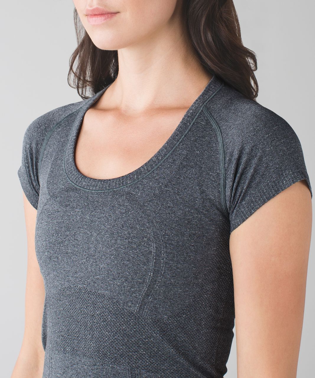 Lululemon Run:  Swiftly Tech Short Sleeve Scoop - Heathered Black