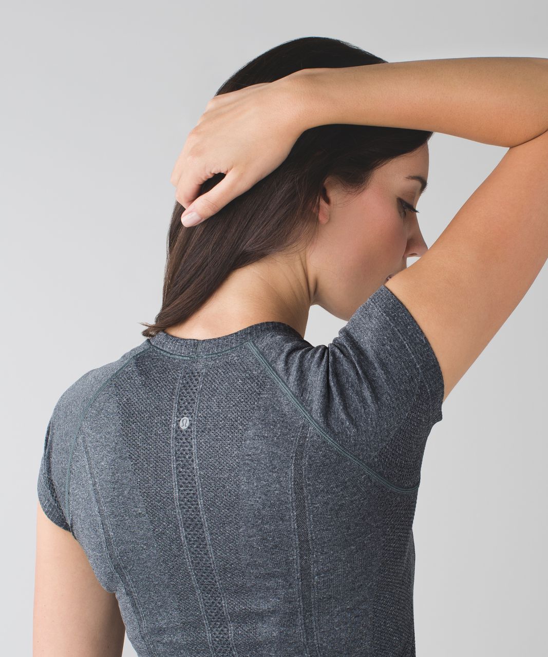 Lululemon Run:  Swiftly Tech Short Sleeve Scoop - Heathered Black