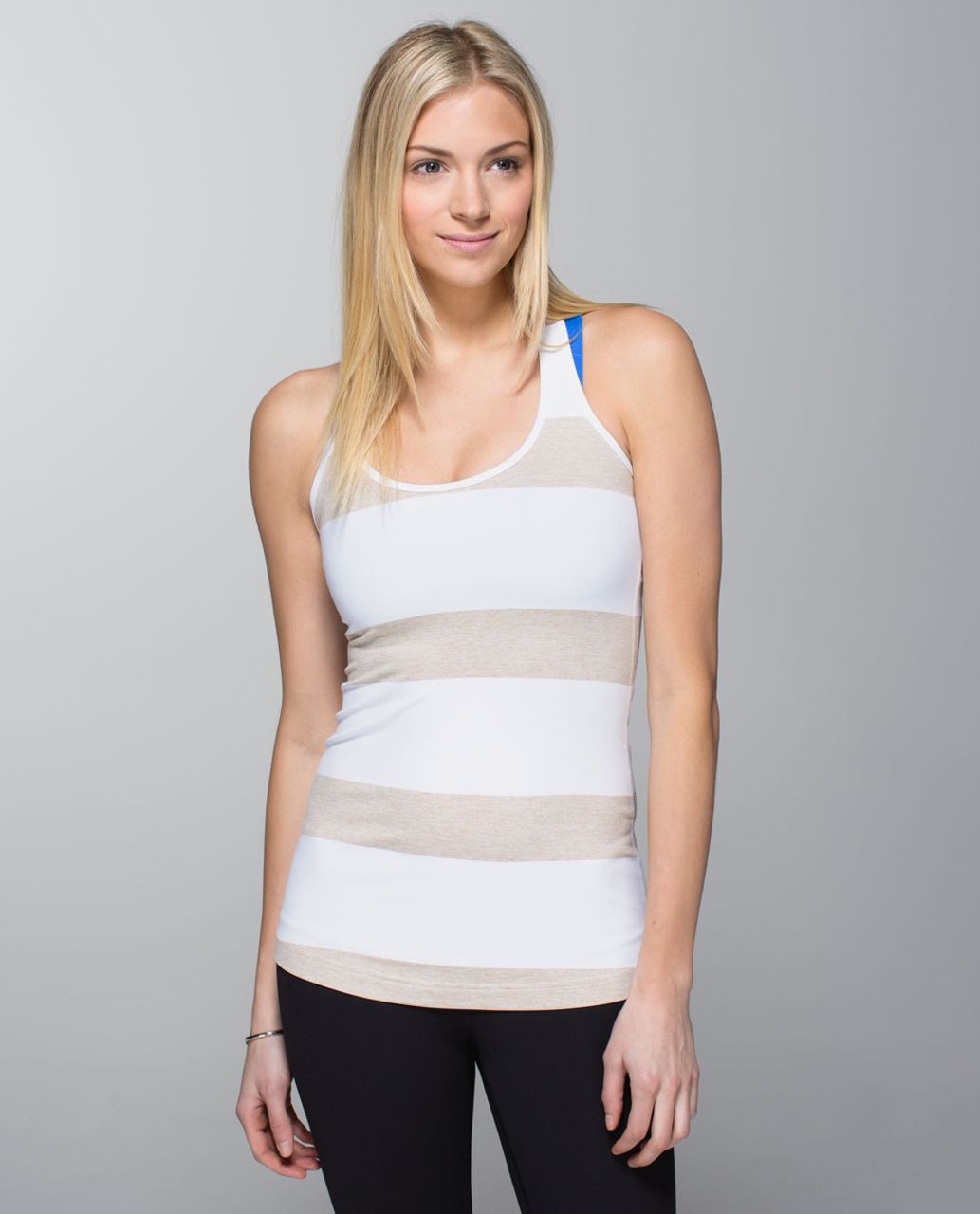 Lululemon Cool Racerback - Stroll Stripe Heathered Cashew White / White