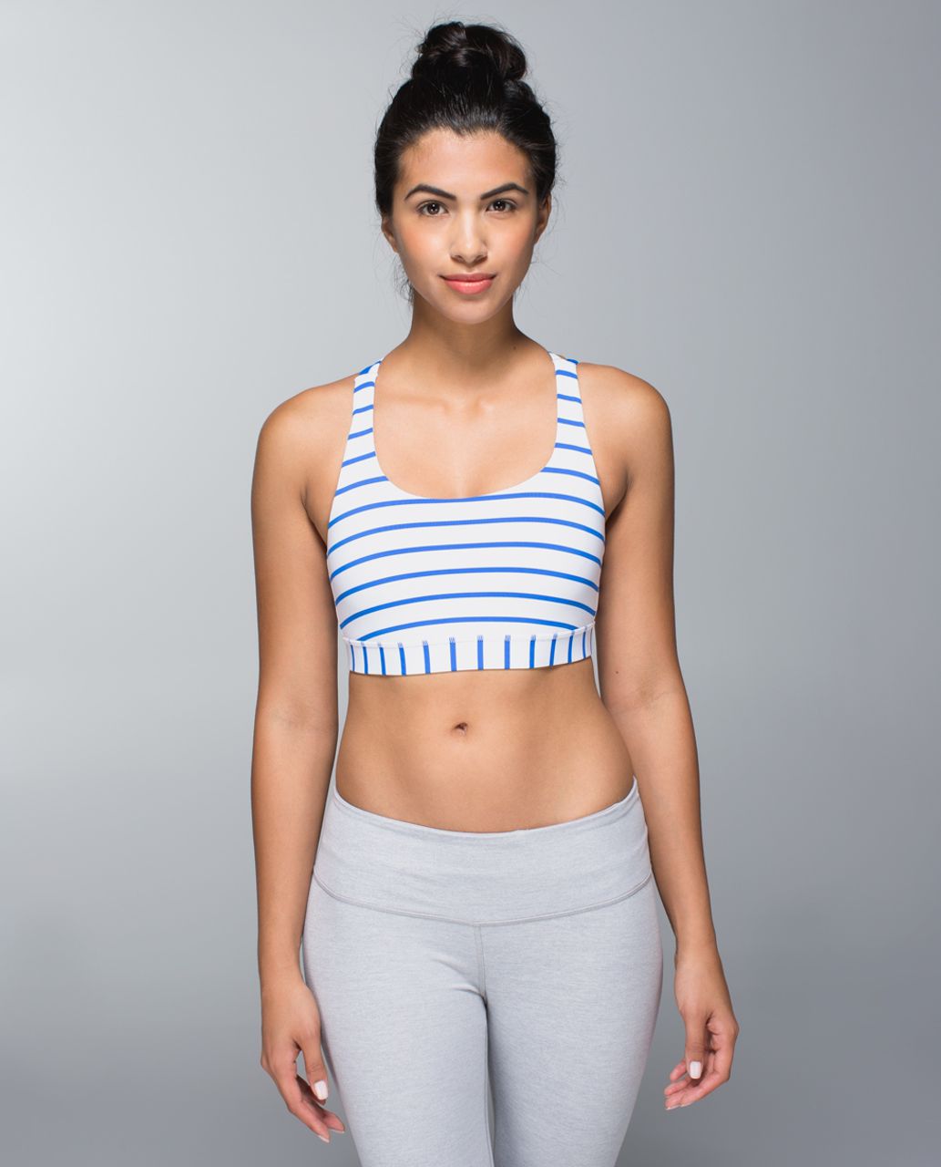 white striped thermal sports bra