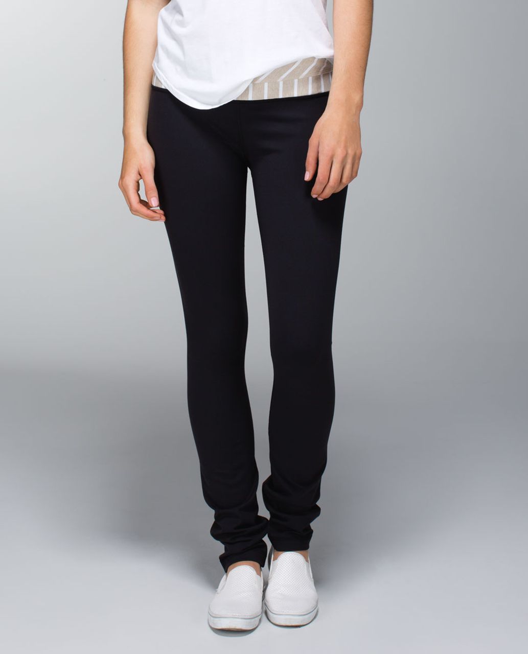 Lululemon Skinny Groove Pant *Full-On Luon - Black / Deauville Stripe Heathered Cashew White / Black