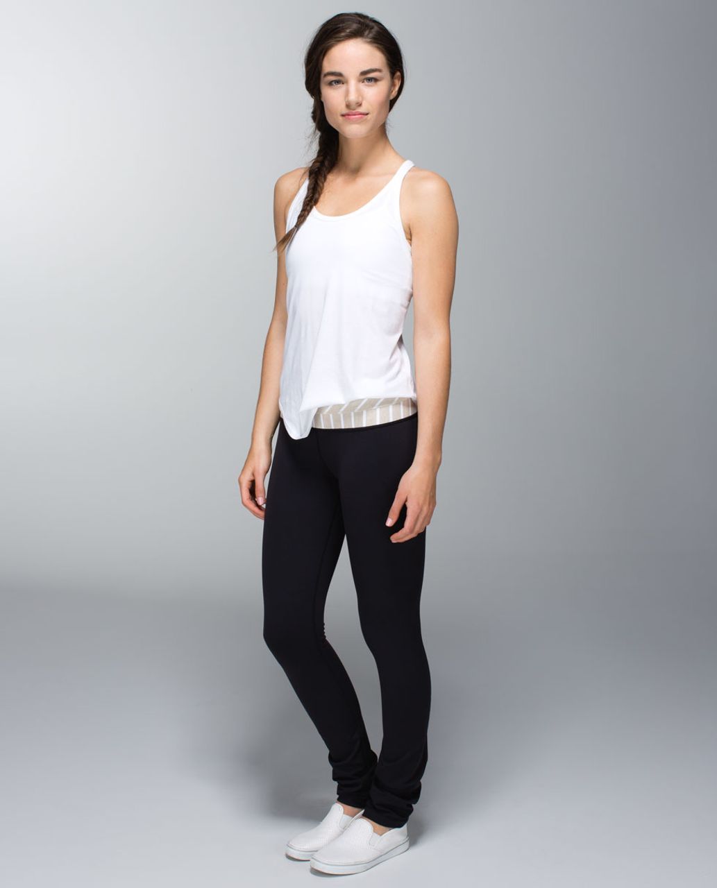 Lululemon Skinny Groove Pant *Full-On Luon - Black / Deauville Stripe Heathered Cashew White / Black