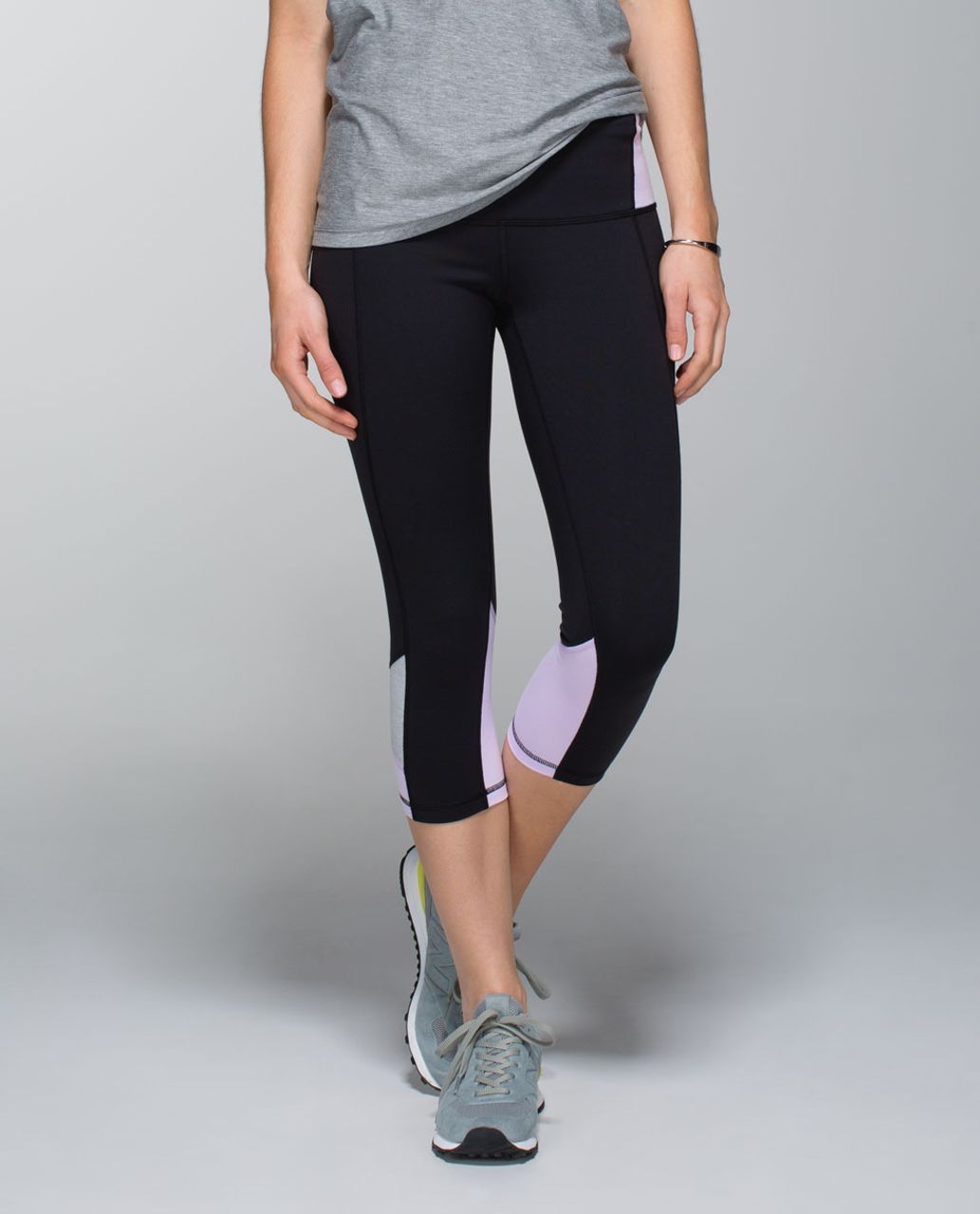 Lululemon Embody Crop *Full-On Luon - Black / Pretty Purple / Heathered Medium Grey