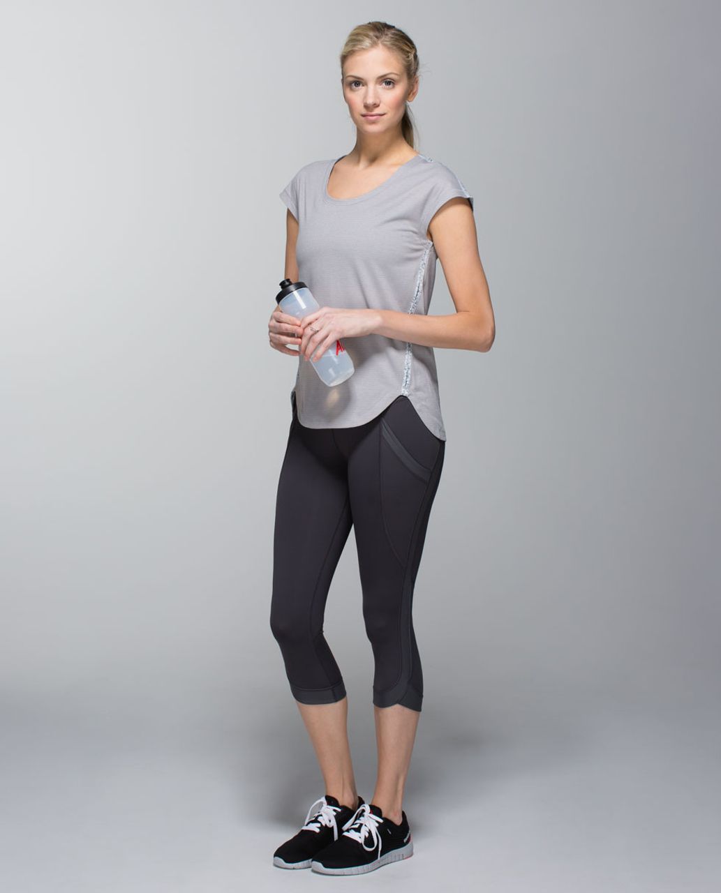 Lululemon Chase Me Crop II - Soot / Heathered Medium Grey - lulu fanatics