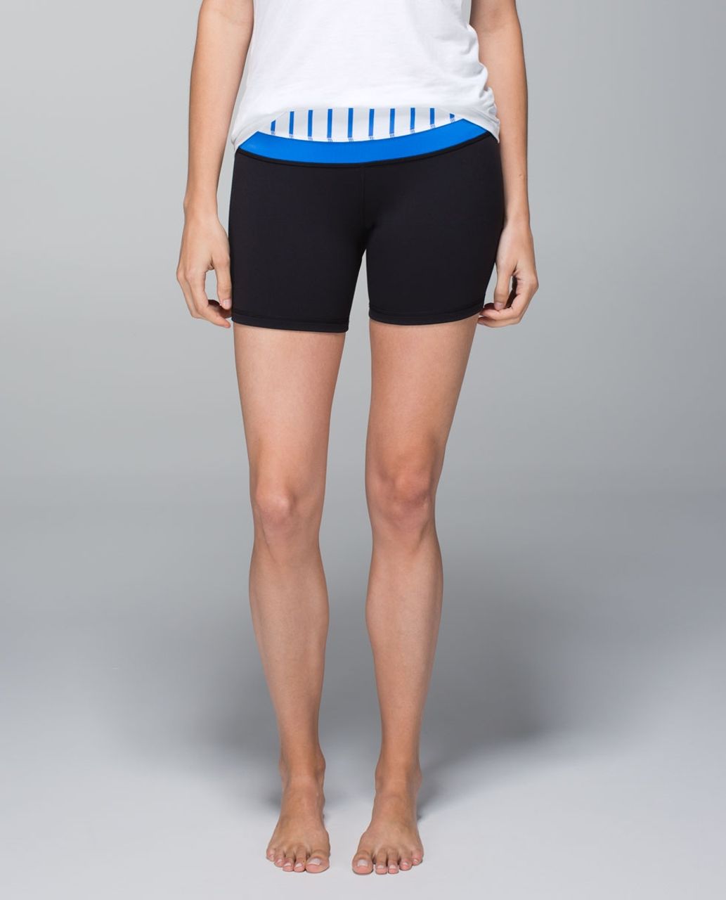 Lululemon Reverse Groove Short (Regular) *Full-On Luon - Black / Deauville Stripe Pipe Dream Blue White / Pipe Dream Blue