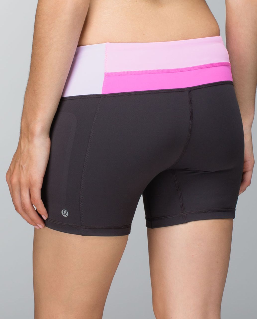 Lululemon Run:  Fast Track Short II - Soot / Pow Pink Light / Pretty Purple