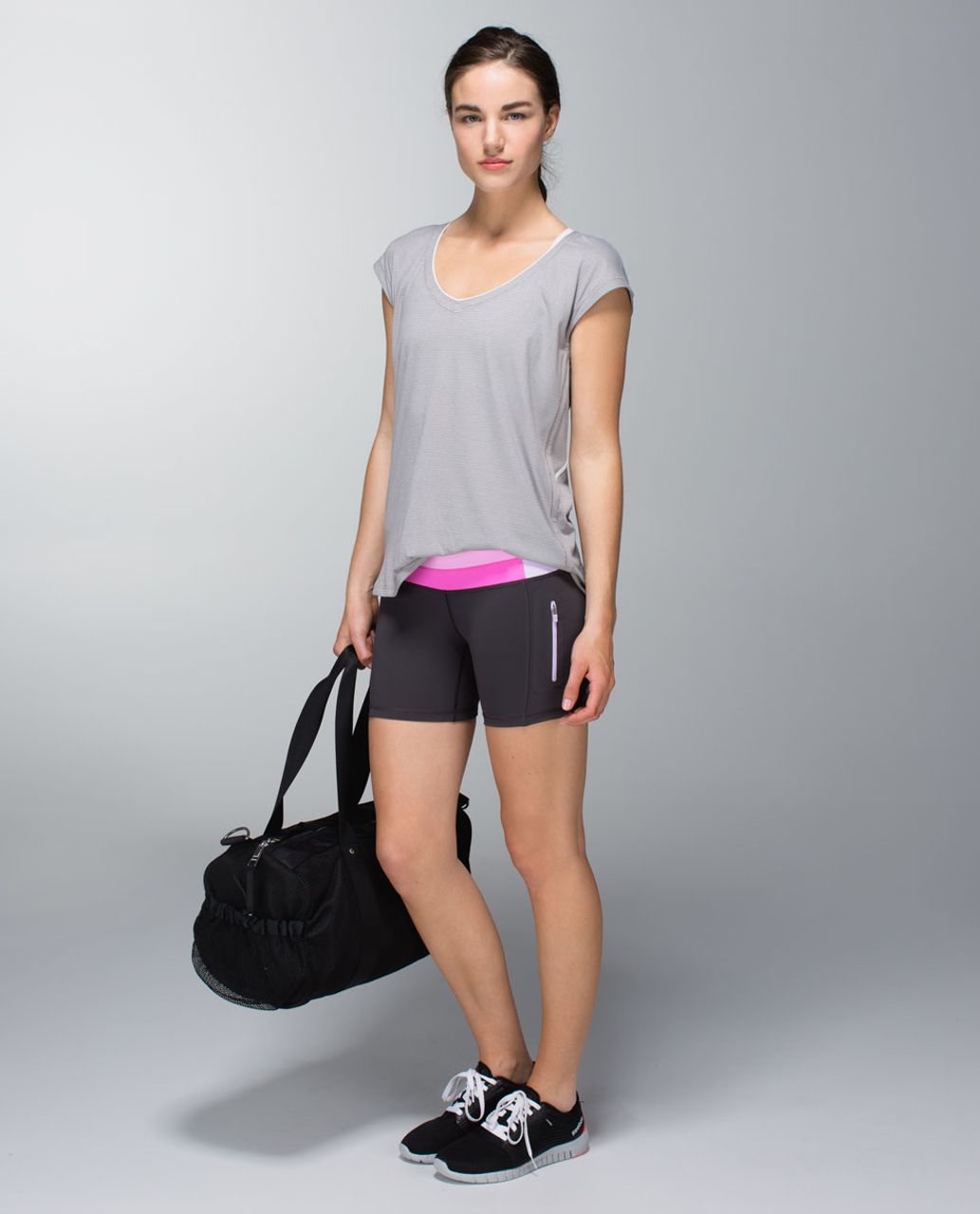 Lululemon Run:  Fast Track Short II - Soot / Pow Pink Light / Pretty Purple