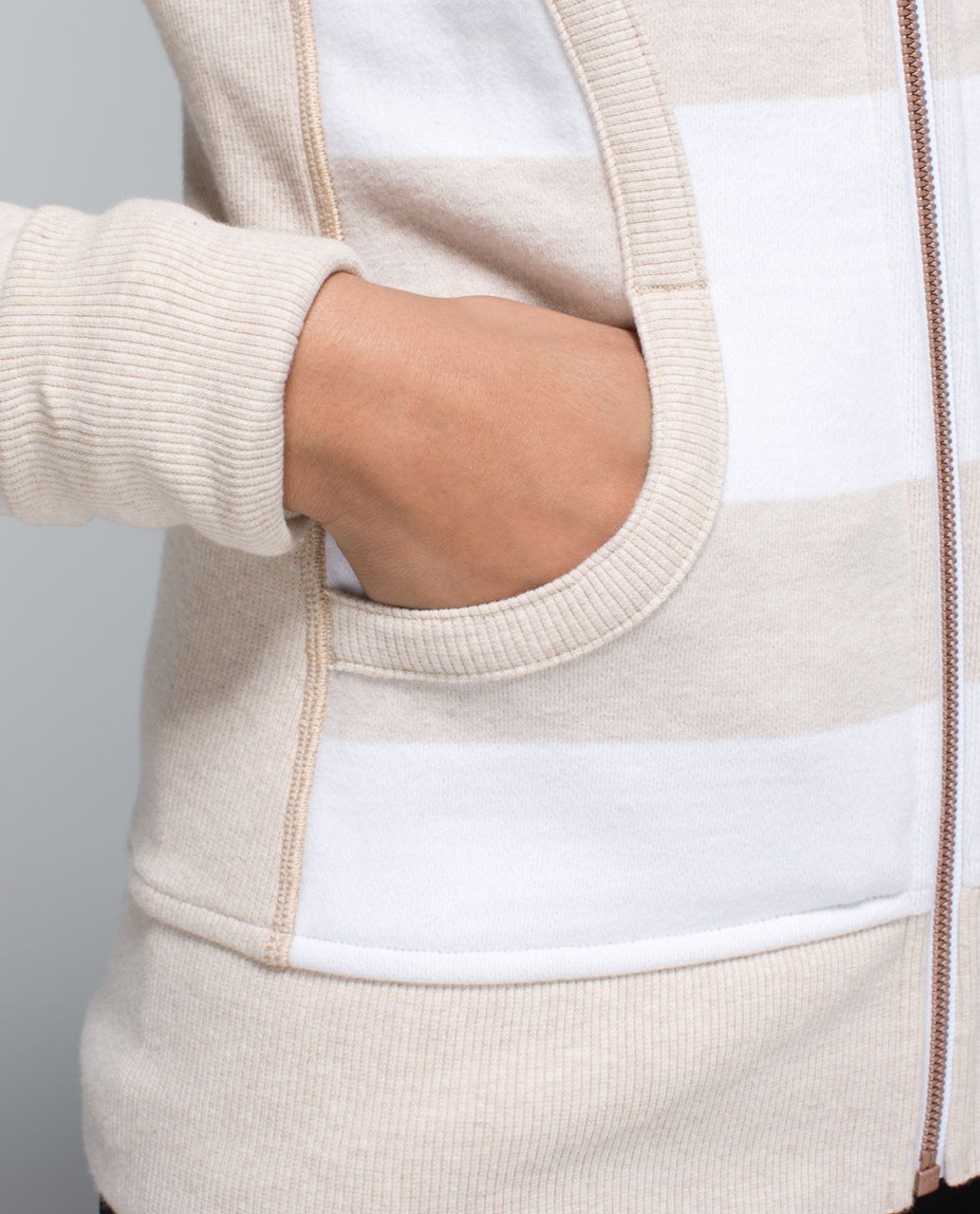 Lululemon Scuba Hoodie II - Stroll Stripe Heathered Cashew White / Heathered Cashew