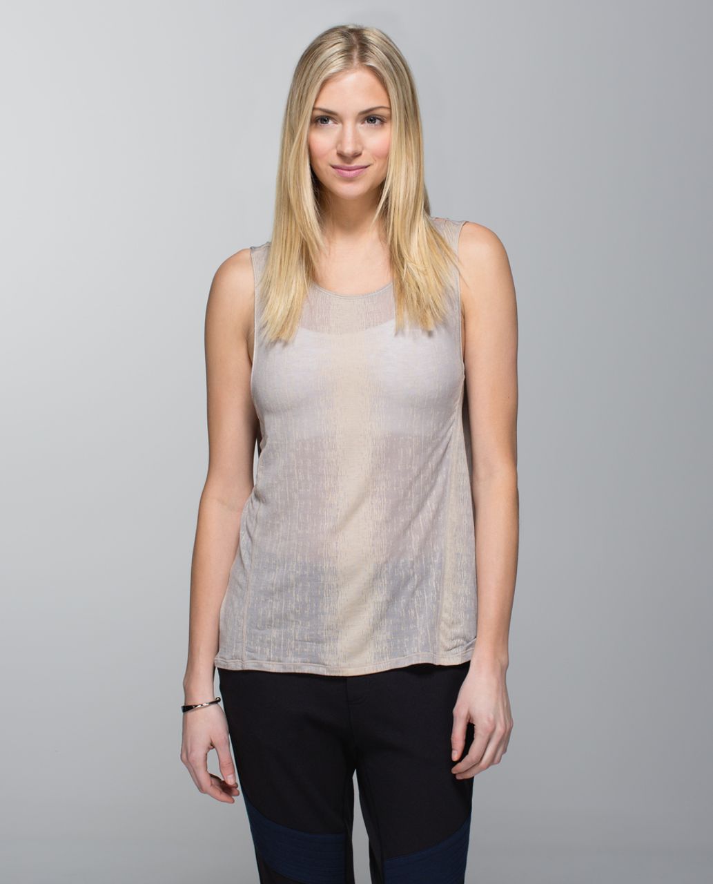 Lululemon Salutation To Savasana Tank - Misty Stripe Burnout Cashew Ambient Grey