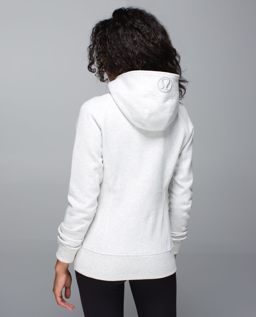 Lululemon Heathered White Cotton Terry Scuba Pullover, Women's 2