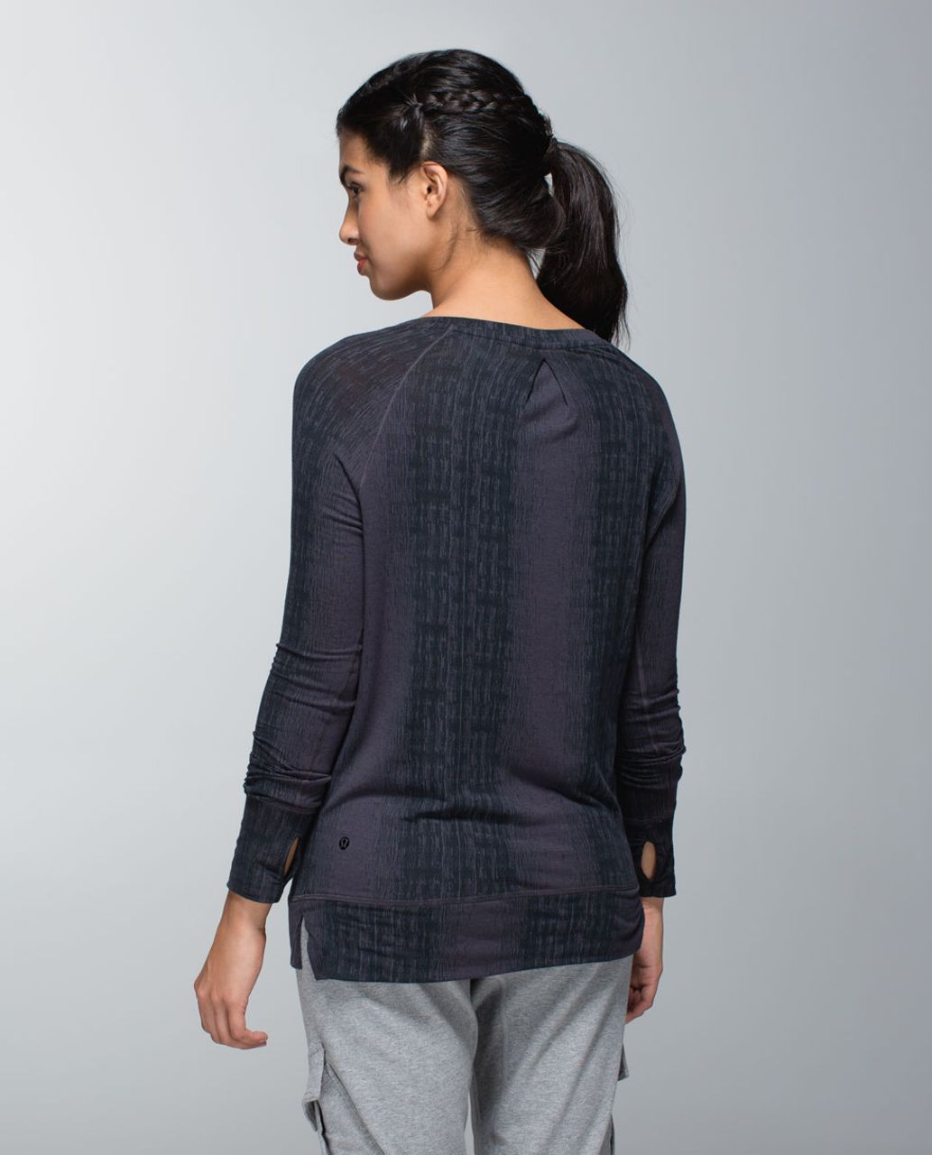 Lululemon Salutation To Savasana Long Sleeve - Misty Stripe Burnout Soot Black