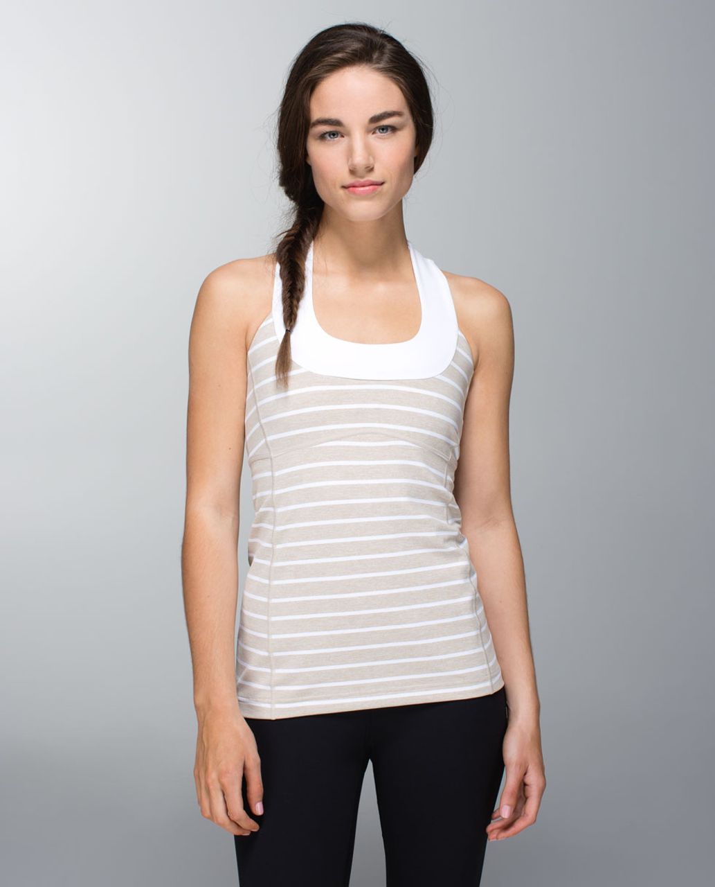 Lululemon Scoop Neck Tank *Luon - Deauville Stripe Heathered Cashew White / White