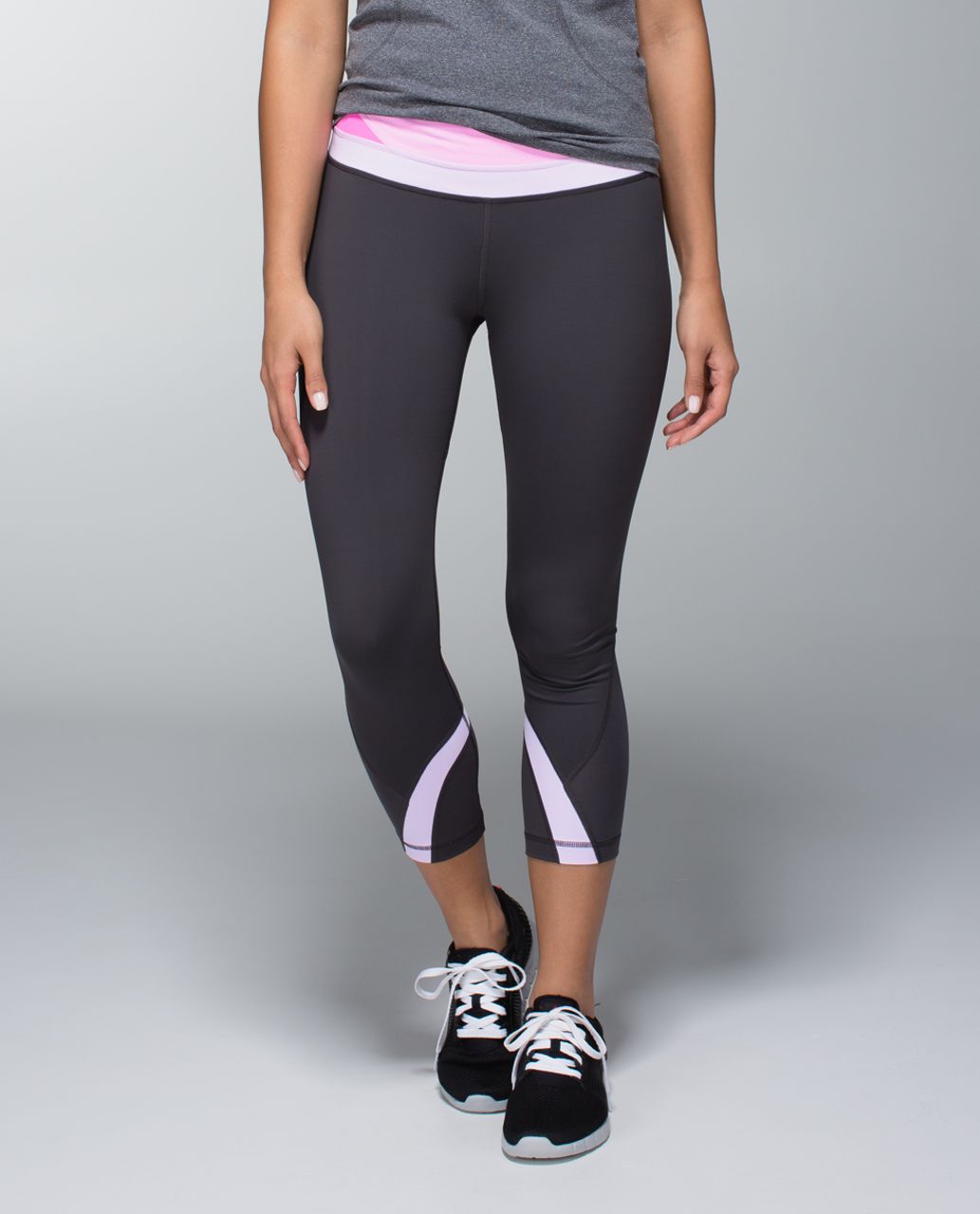 Lululemon Run:  Inspire Crop II - Soot / Quilt Spring 14-27 / Pretty Purple