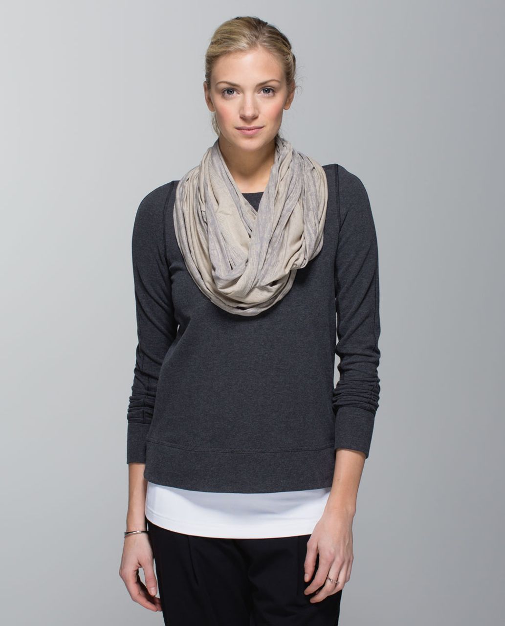 Lululemon Twist & Shout Scarf - Misty Stripe Burnout Cashew Ambient Grey