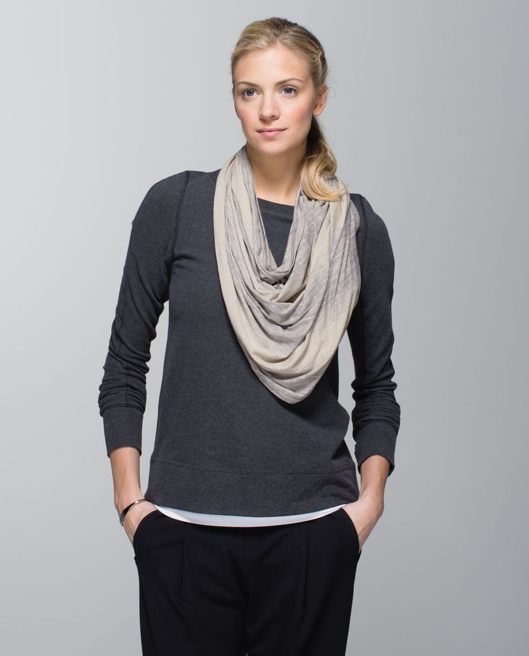 Lululemon Twist & Shout Scarf - Misty Stripe Burnout Cashew Ambient Grey