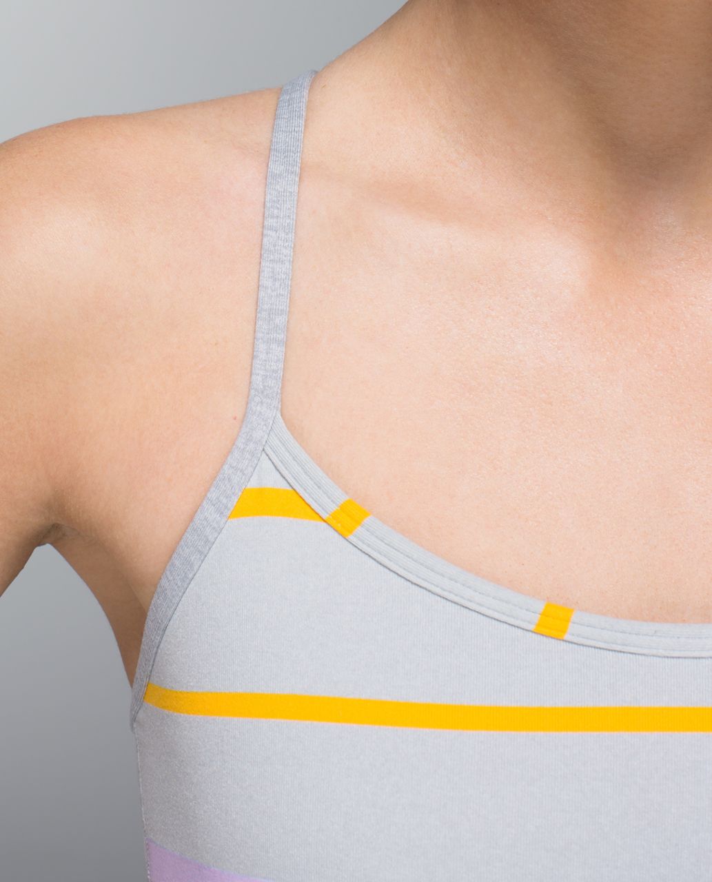 Lululemon Flow Y Bra IV - Pop Stripe Heathered Light Grey / Heathered Medium Grey / Pretty Purple