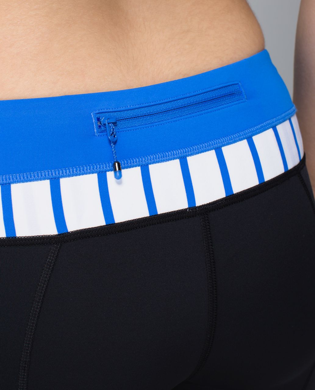 Lululemon Run:  Inspire Crop II - Black / Pipe Dream Blue / Deauville Stripe Pipe Dream Blue White