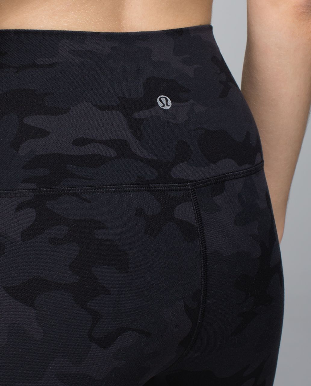 Lululemon Wunder Under Crop (Roll Down) - Savasana Camo 20cm New Black / Soot