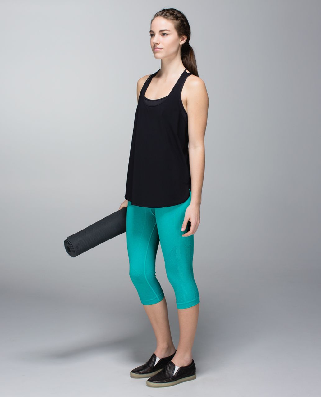 Lululemon In The Flow Crop II - Heathered Blue Tropics