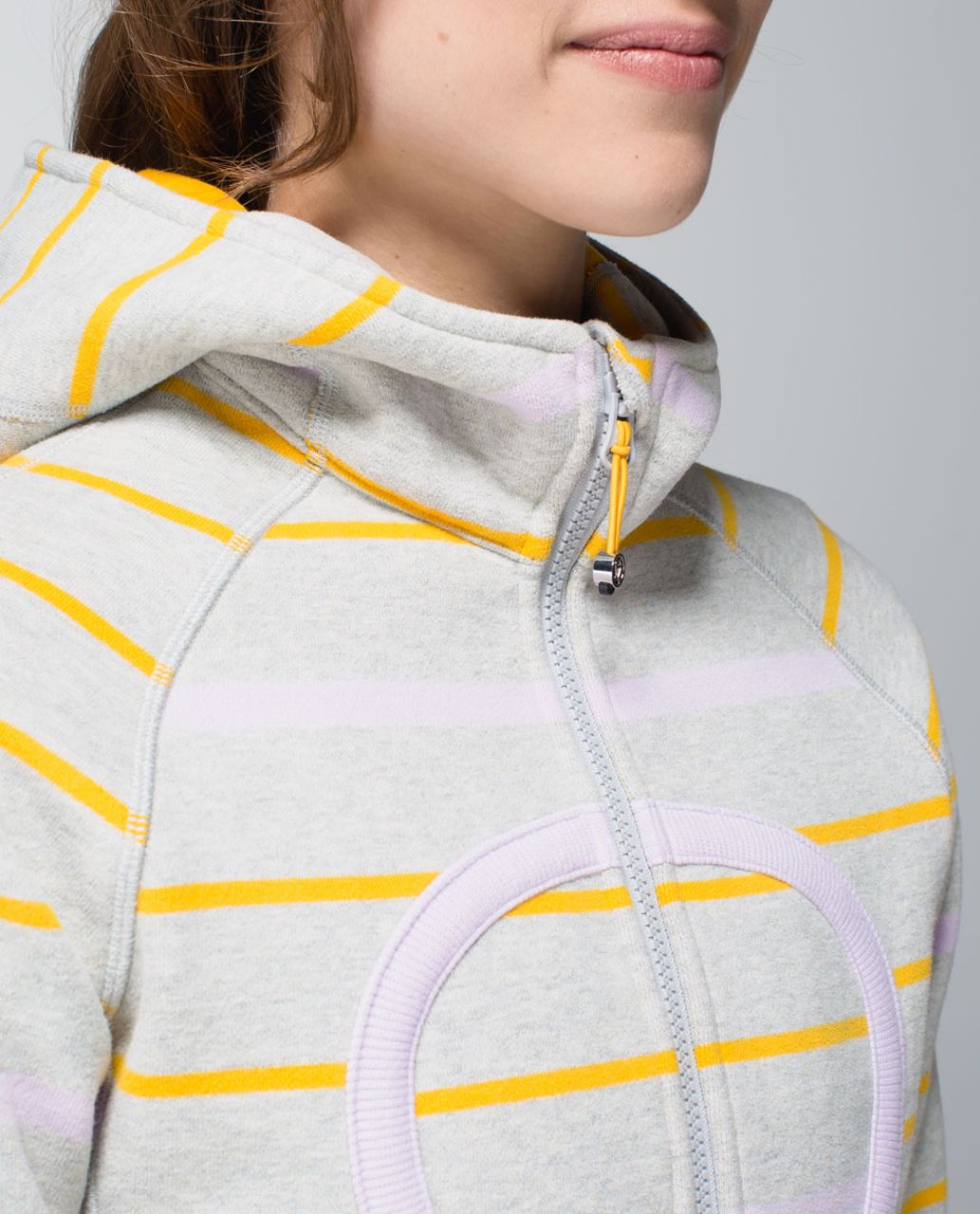 Lululemon Scuba Hoodie II - Pop Stripe Heathered Light Grey / Bananarama / Pretty Purple