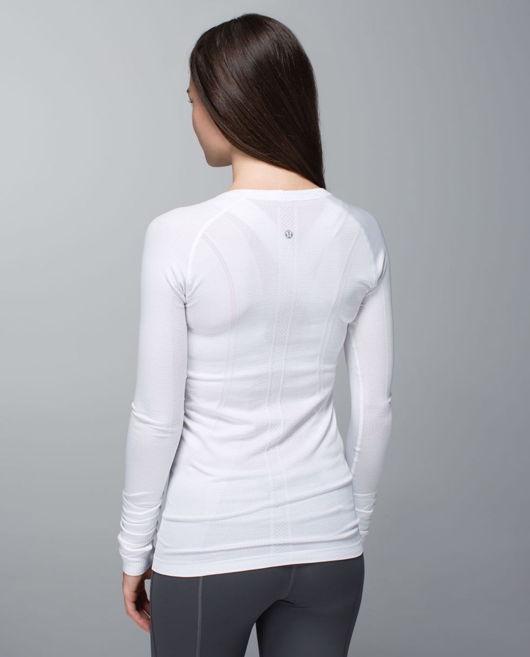 Lululemon Run:  Swiftly Tech Long Sleeve Scoop - Heathered White