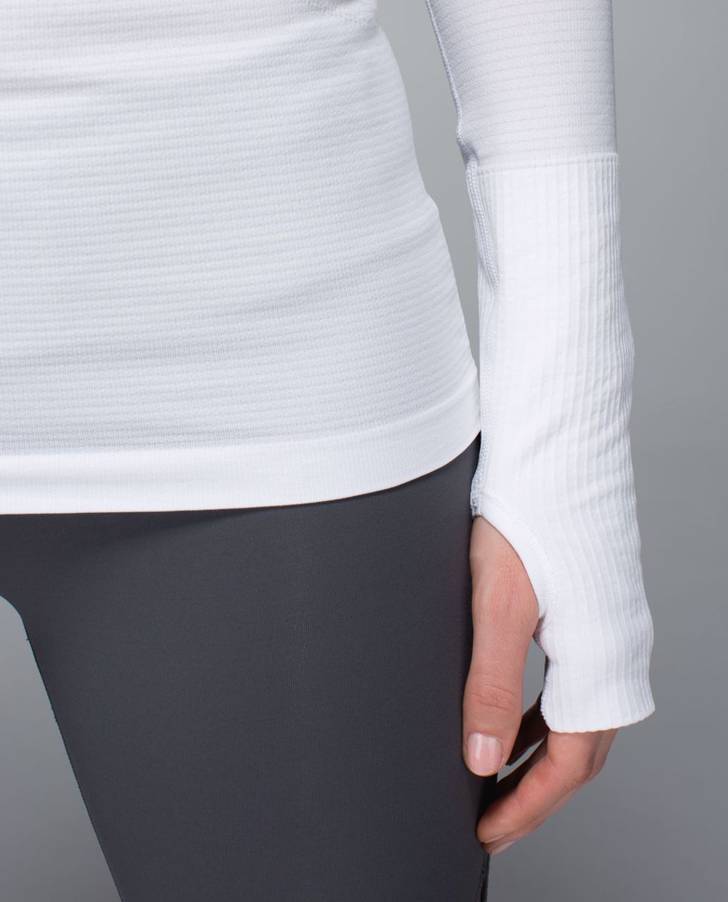 Lululemon Run:  Swiftly Tech Long Sleeve Scoop - Heathered White