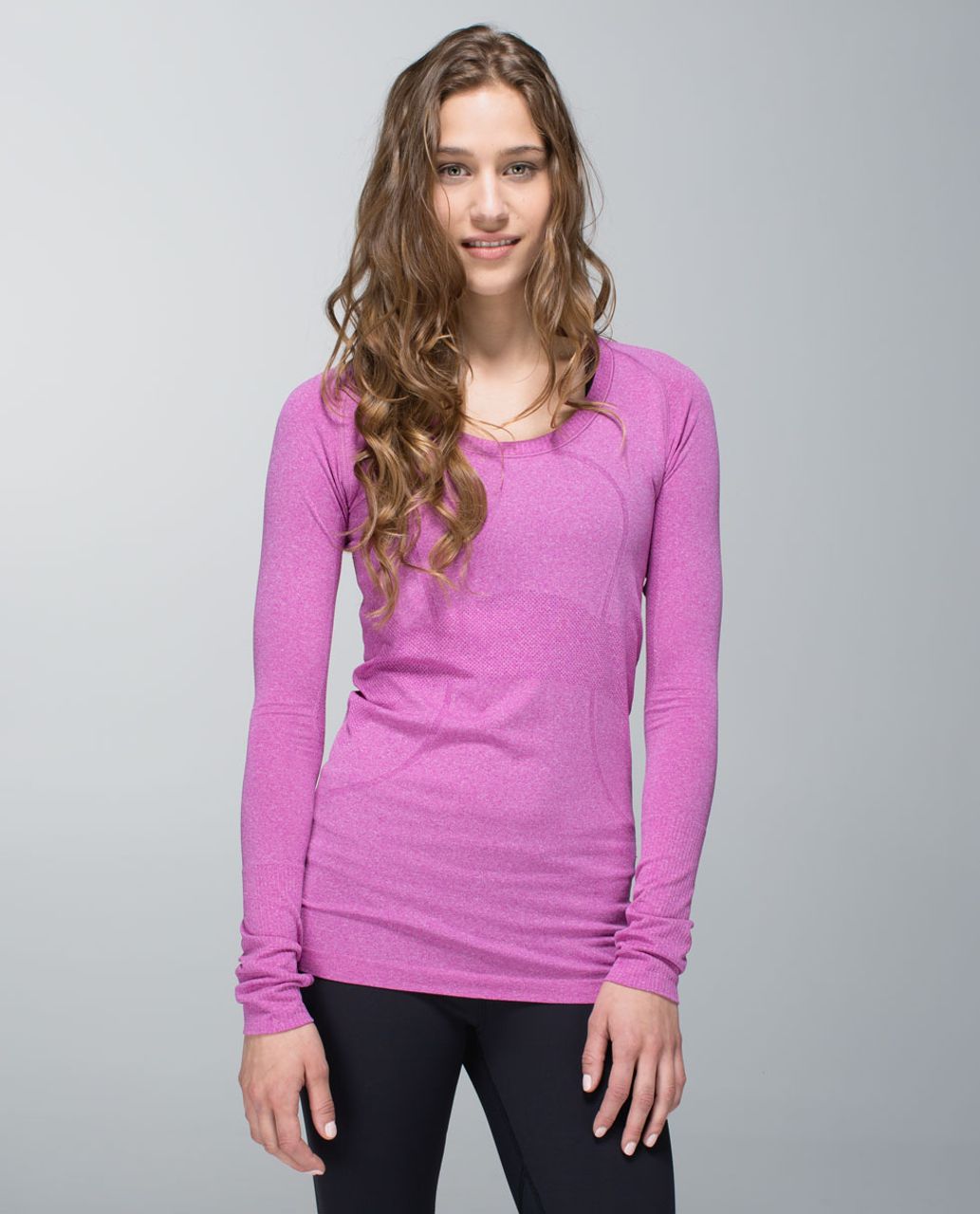 Lululemon Run:  Swiftly Tech Long Sleeve Scoop - Heathered Ultra Violet