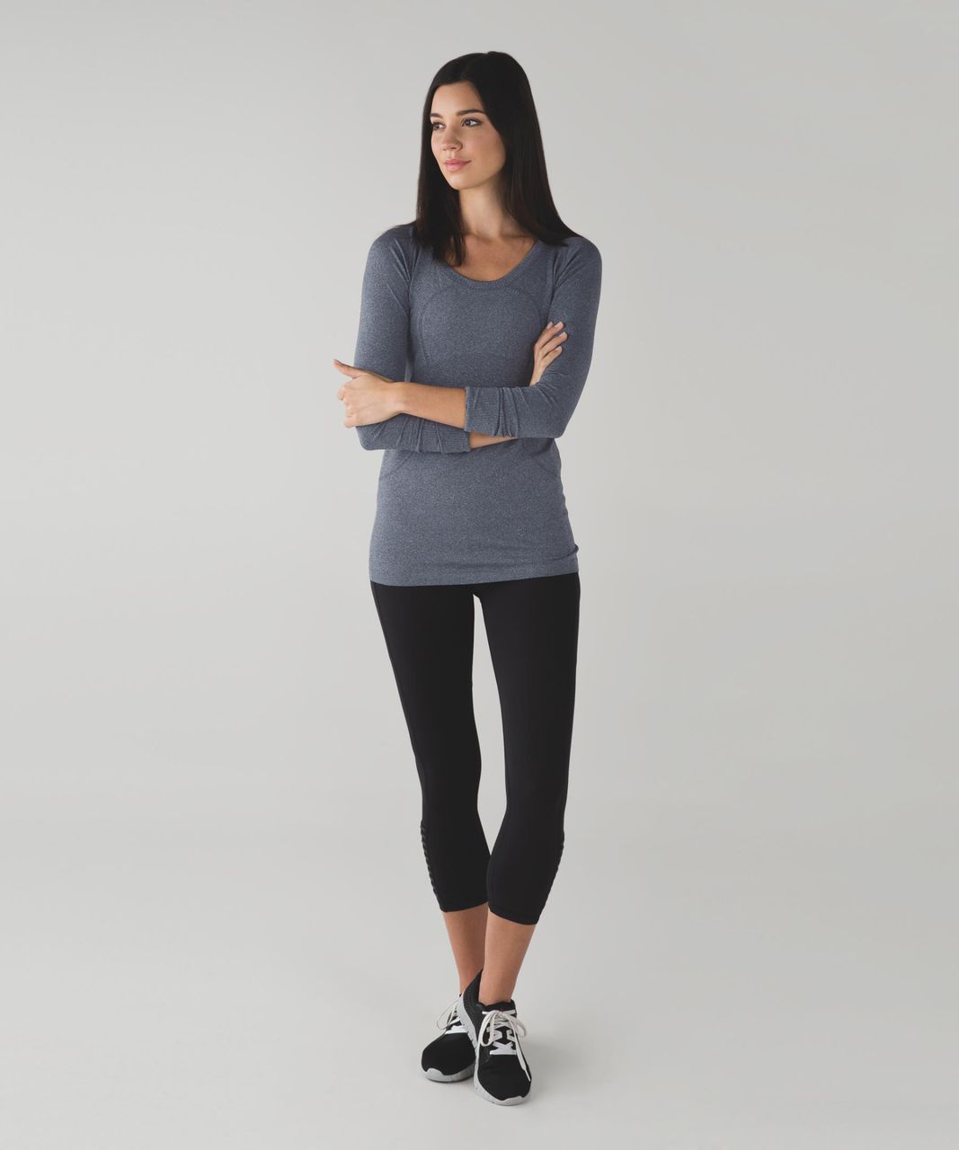 Lululemon Run:  Swiftly Tech Long Sleeve Scoop - Heathered Black