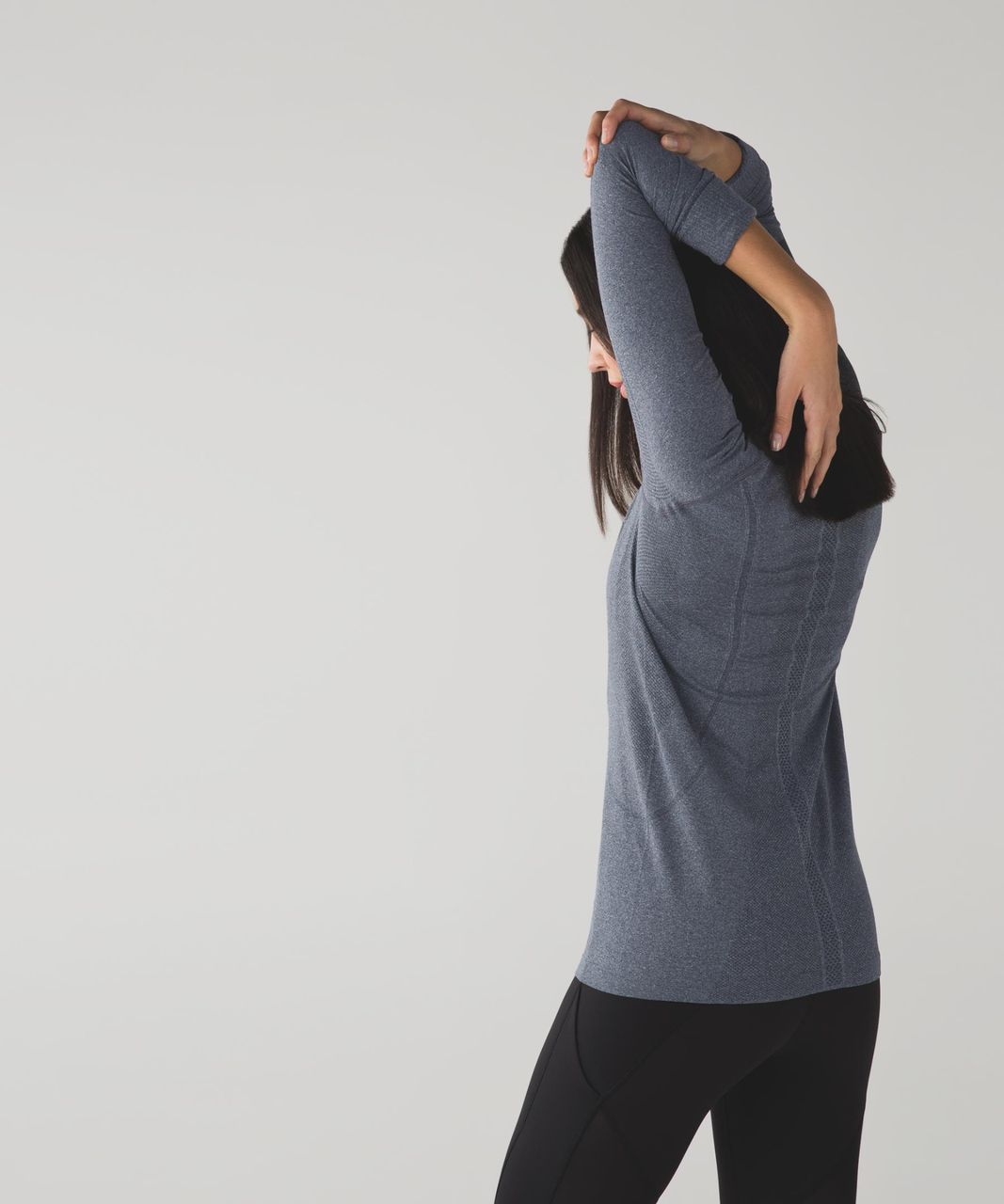 Lululemon Run:  Swiftly Tech Long Sleeve Scoop - Heathered Black