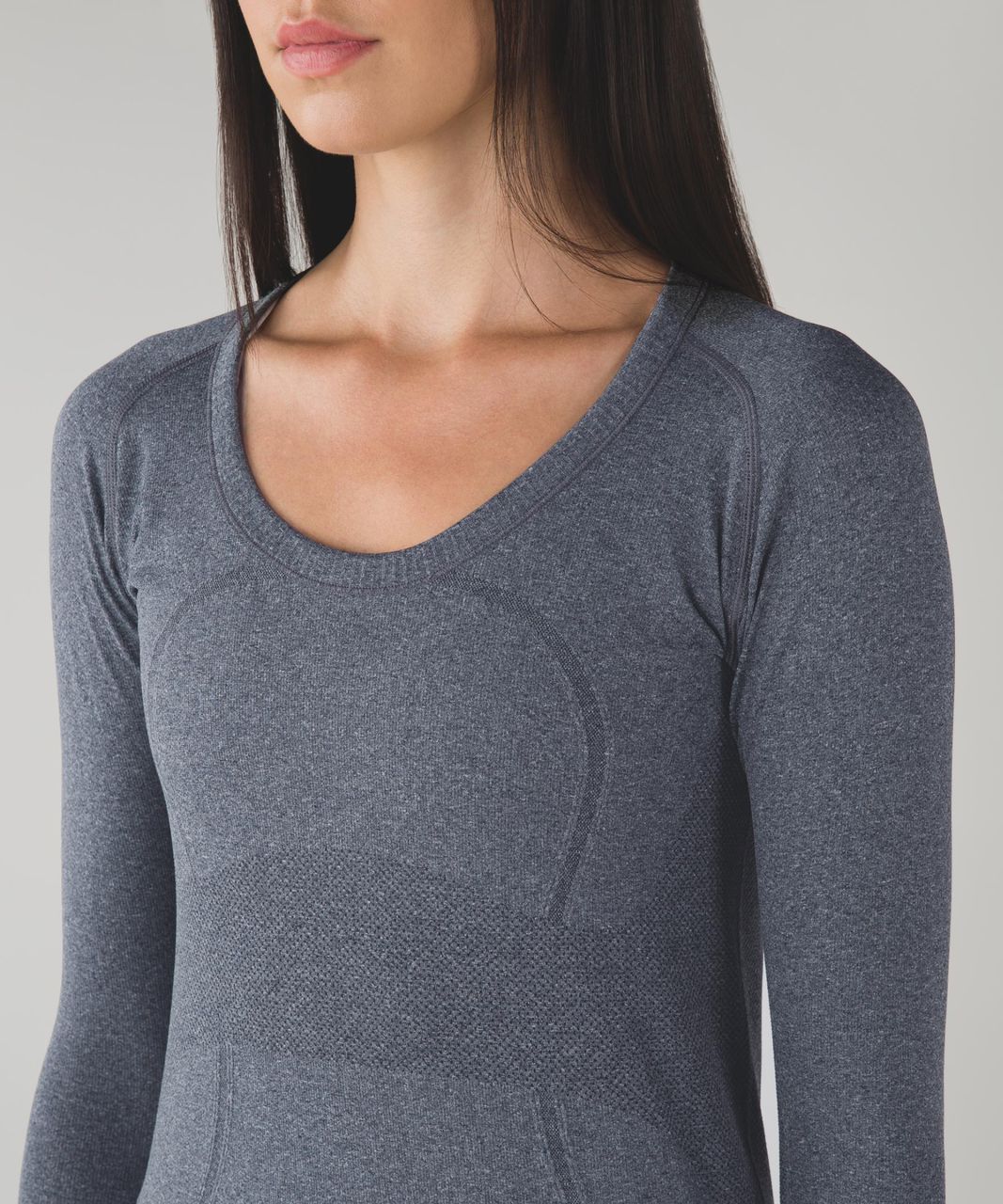 Lululemon Run:  Swiftly Tech Long Sleeve Scoop - Heathered Black